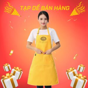 Tạp dề màu vàng sang trọng cho nhân viên pha chế, quán cafe